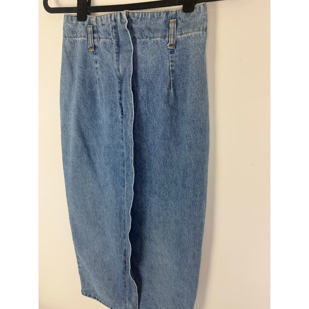 Vintage Honors Womens Straight Pencil Structured Medium Wash Denim Skirt 3/4 - Picture 4 of 8